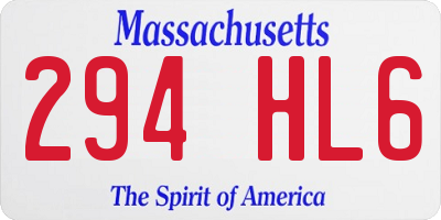 MA license plate 294HL6