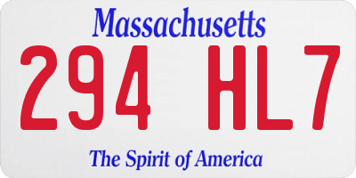 MA license plate 294HL7