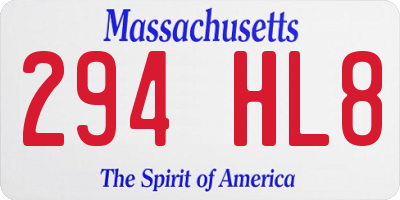 MA license plate 294HL8