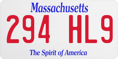 MA license plate 294HL9