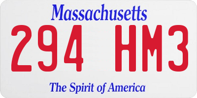 MA license plate 294HM3