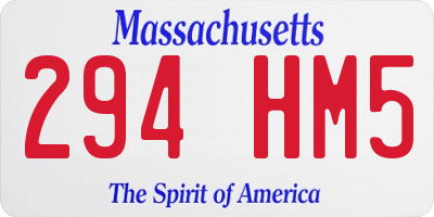 MA license plate 294HM5