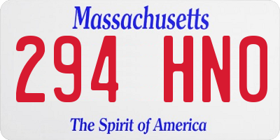 MA license plate 294HN0