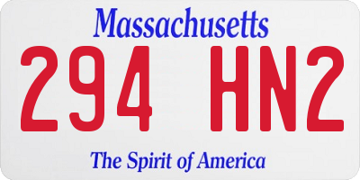 MA license plate 294HN2