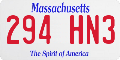 MA license plate 294HN3