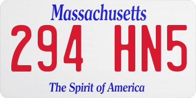 MA license plate 294HN5