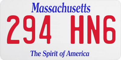 MA license plate 294HN6