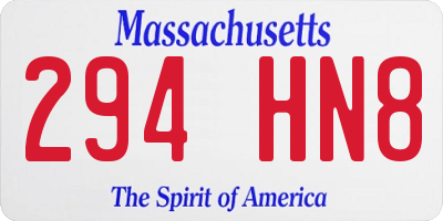 MA license plate 294HN8