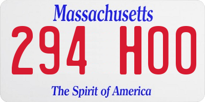 MA license plate 294HO0