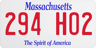 MA license plate 294HO2