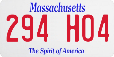 MA license plate 294HO4