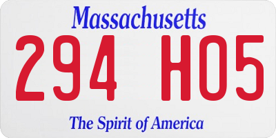 MA license plate 294HO5