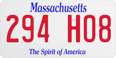 MA license plate 294HO8