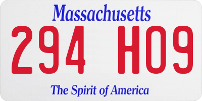 MA license plate 294HO9