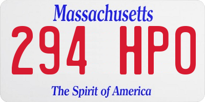 MA license plate 294HP0