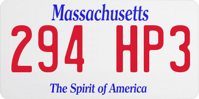 MA license plate 294HP3