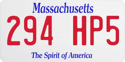 MA license plate 294HP5