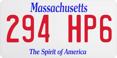 MA license plate 294HP6