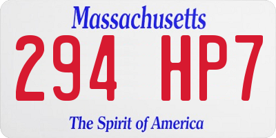 MA license plate 294HP7