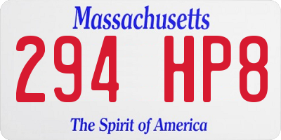 MA license plate 294HP8