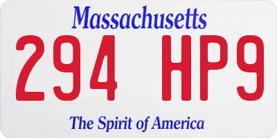 MA license plate 294HP9