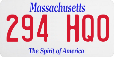 MA license plate 294HQ0