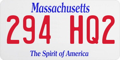 MA license plate 294HQ2