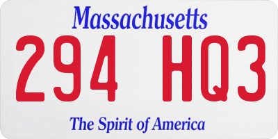 MA license plate 294HQ3