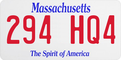 MA license plate 294HQ4