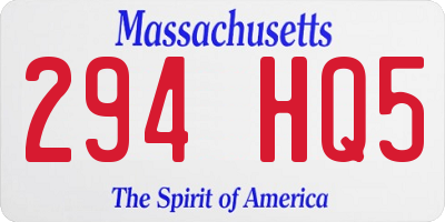 MA license plate 294HQ5