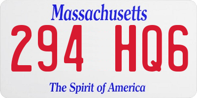 MA license plate 294HQ6