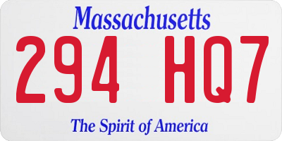 MA license plate 294HQ7