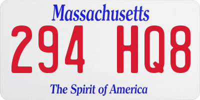 MA license plate 294HQ8