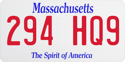MA license plate 294HQ9