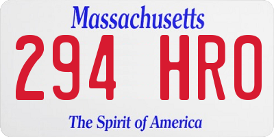 MA license plate 294HR0