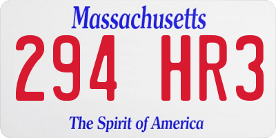 MA license plate 294HR3