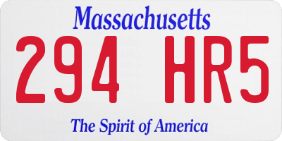 MA license plate 294HR5