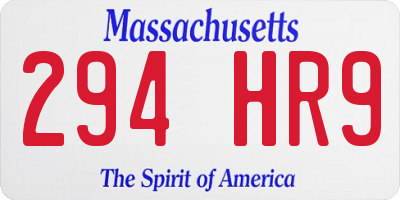 MA license plate 294HR9