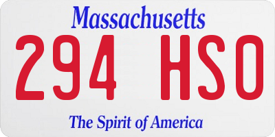 MA license plate 294HS0
