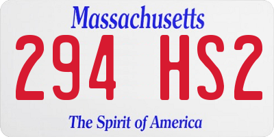 MA license plate 294HS2