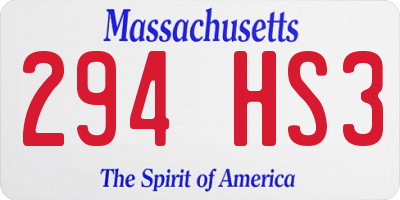MA license plate 294HS3