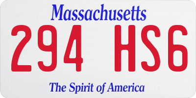 MA license plate 294HS6