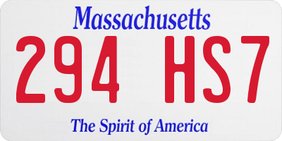 MA license plate 294HS7