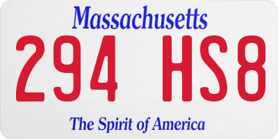 MA license plate 294HS8