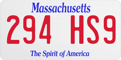 MA license plate 294HS9