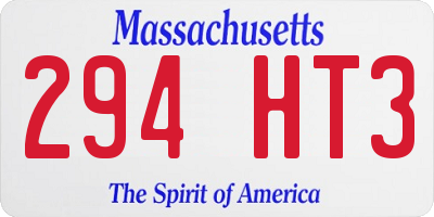 MA license plate 294HT3
