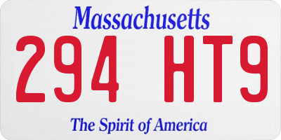 MA license plate 294HT9
