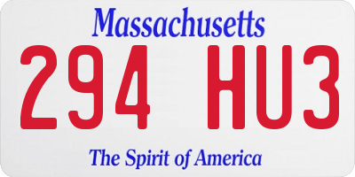 MA license plate 294HU3