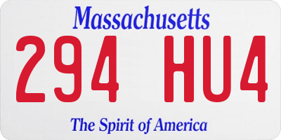 MA license plate 294HU4