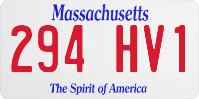 MA license plate 294HV1